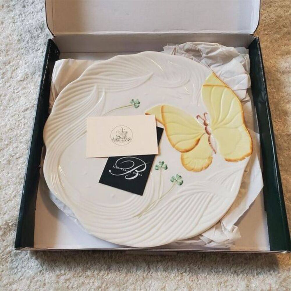 Belleek Pottery Summer Butterfly 10.75" Collector Plate White Parian‎ China